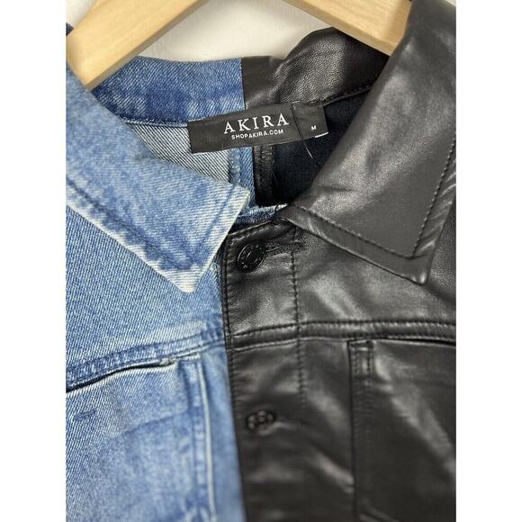 Akira Low Rider Half Pu Crop Denim Vest With Cape Size Medium Women’s - Picture 5 of 8